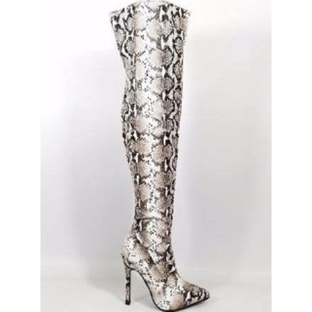 Snake Print Thigh High Boot